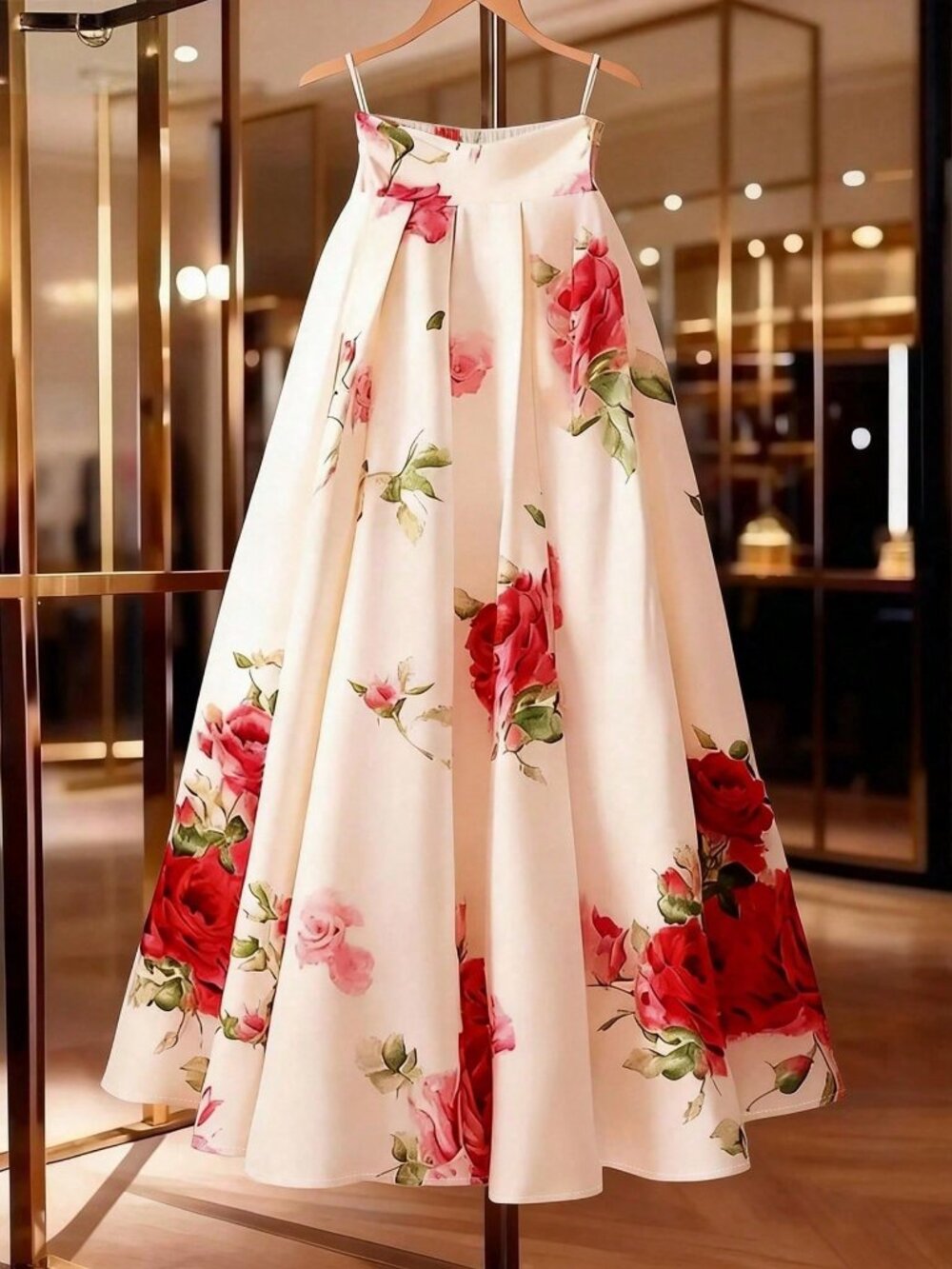 Multicolor Elegant Women's Rose Print maxi Skirt - Picture 1 of 9